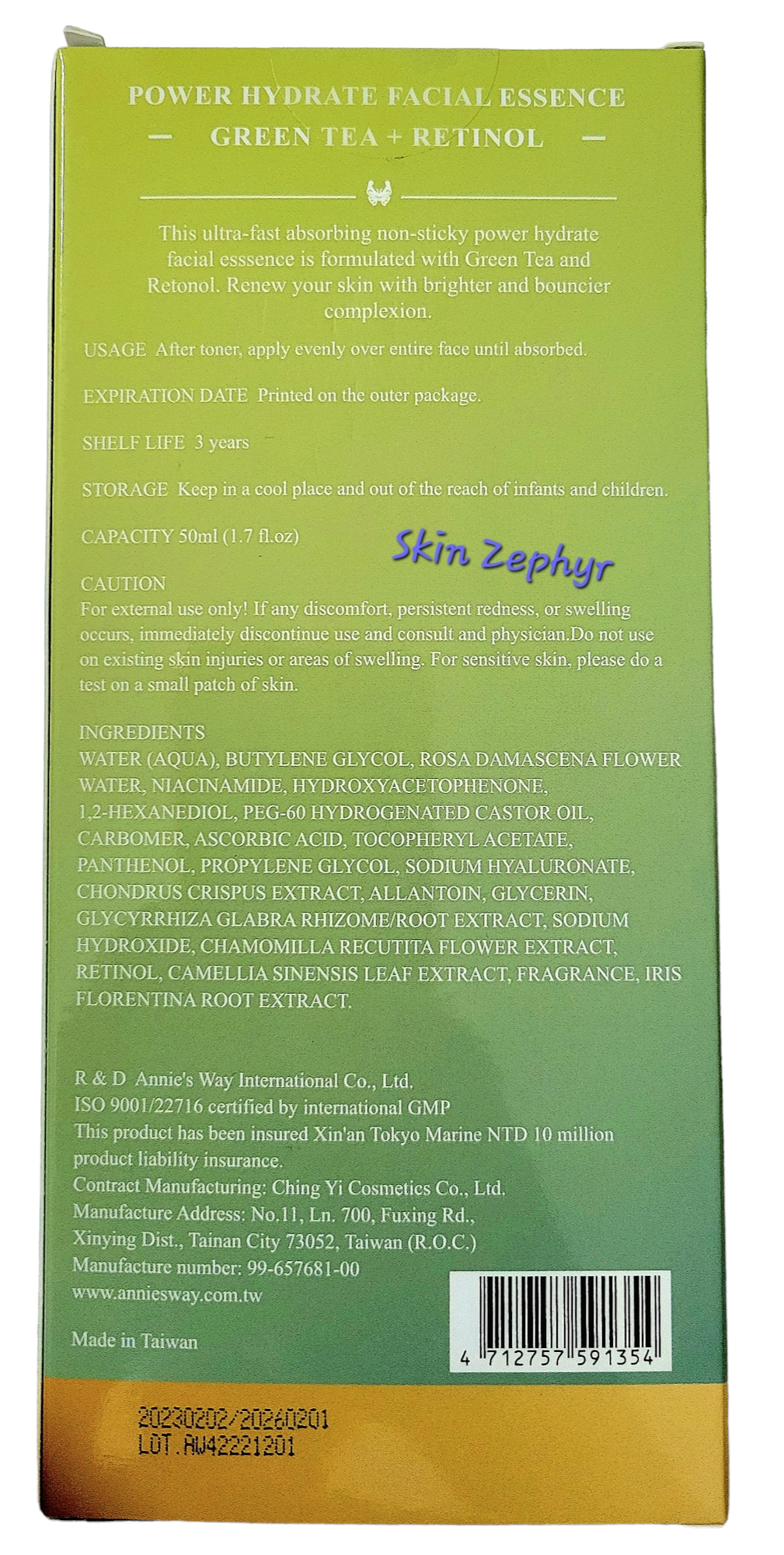 Annie's Way Power Hydrate Green Tea and Retinol Facial Essence
