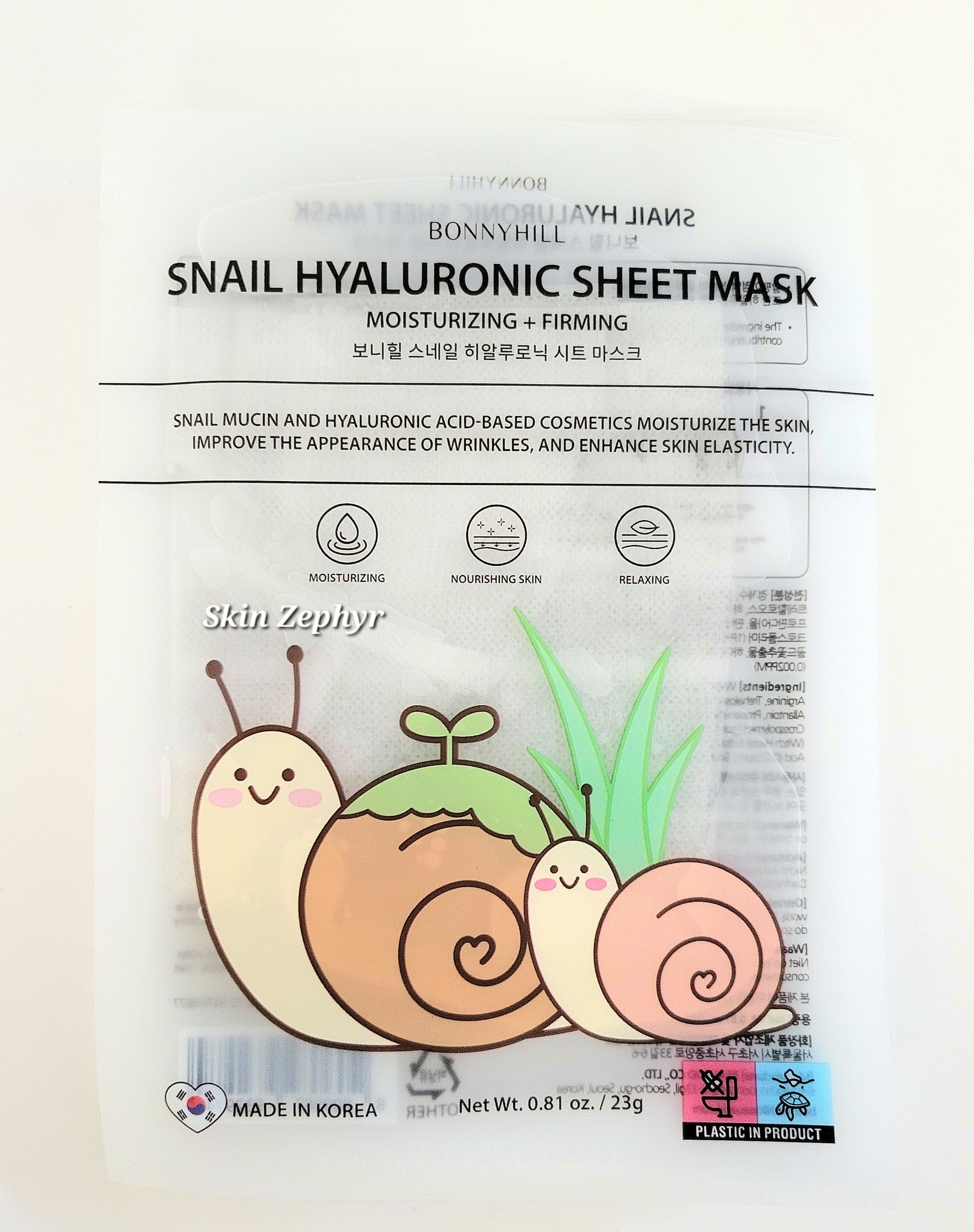 Bonnyhill Snail Hyaluronic Sheet Mask – Skin Zephyr