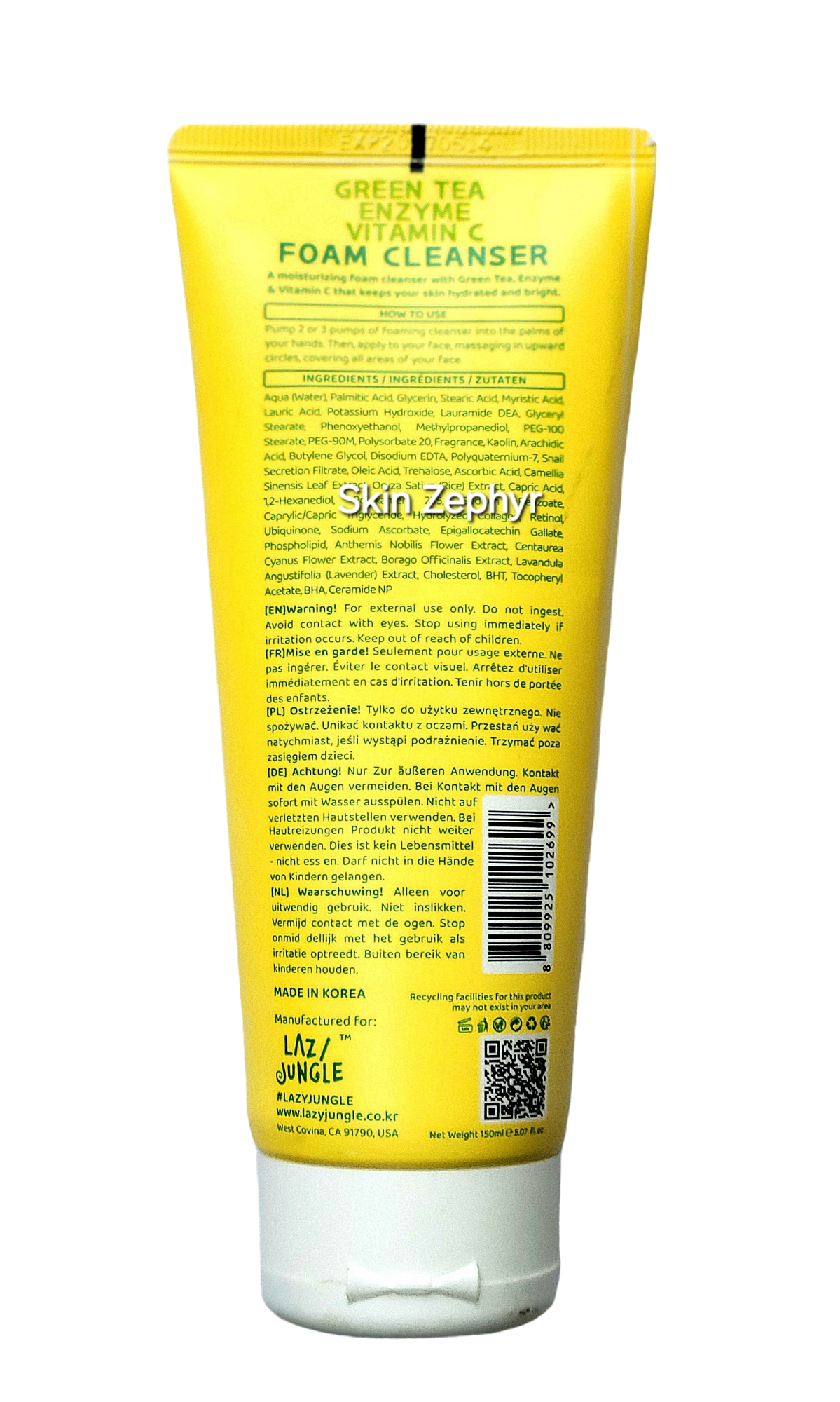 Lazy jungle Green Tea Enzyme Vitamin C Foam Cleanser