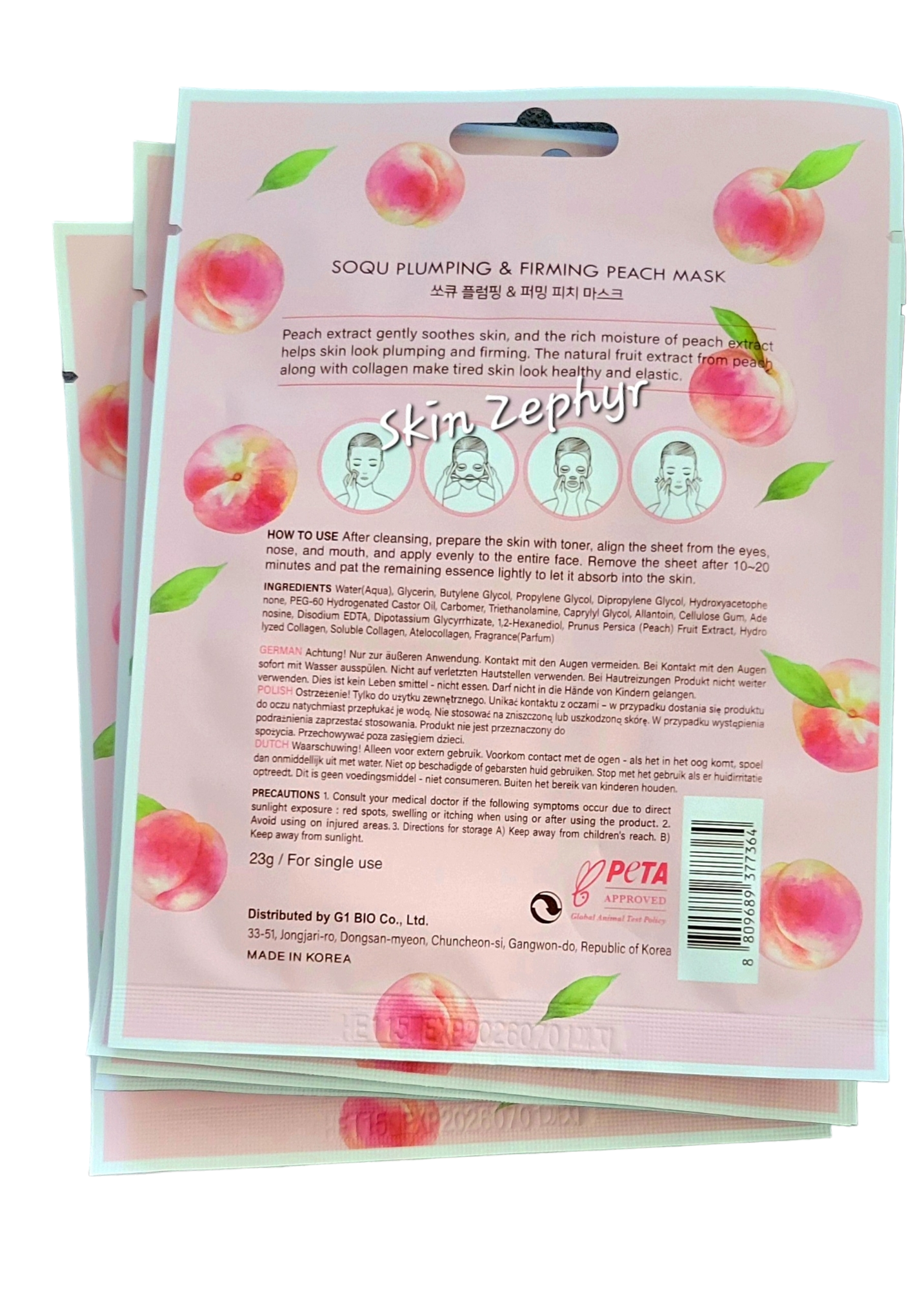 Soqu Peach Plumping and Firming Masks