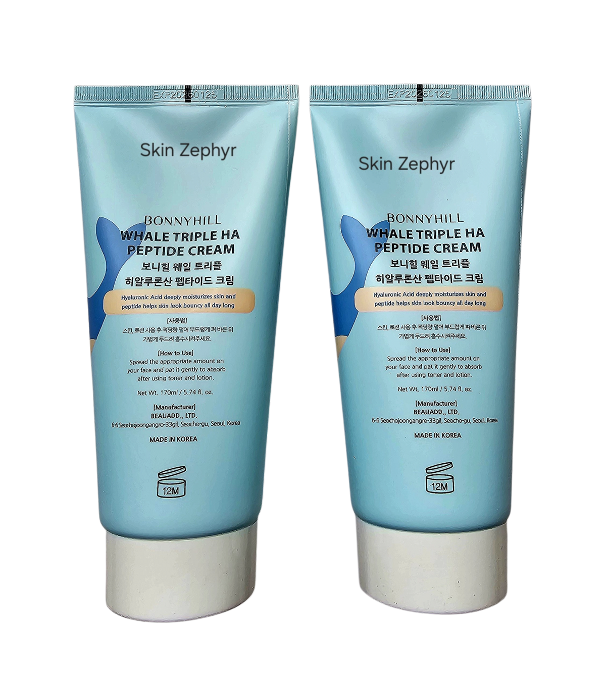 Bonnyhill Whale Triple Hyaluronic Acid Peptide Cream for Face and Neck DUO