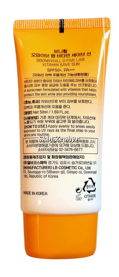 Bonnyhill O Five Lab Save Sun Sunblock SPF50+ PA+++ (Vitamin)
