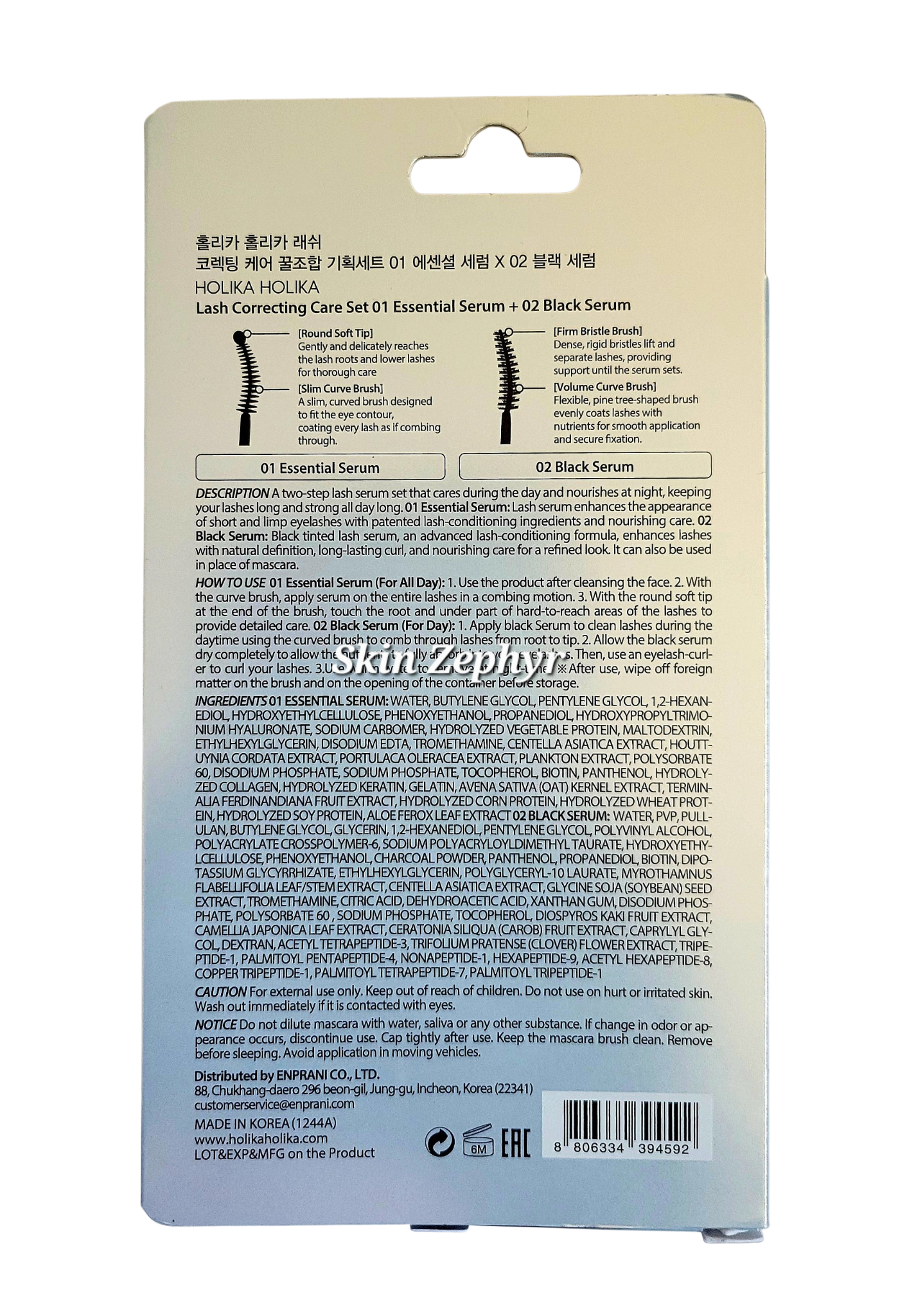Holika Holika Lash Correcting Serum Special Duo: Essential Serum & Black Serum | Intensive Eyelash Serum & Light Mascara