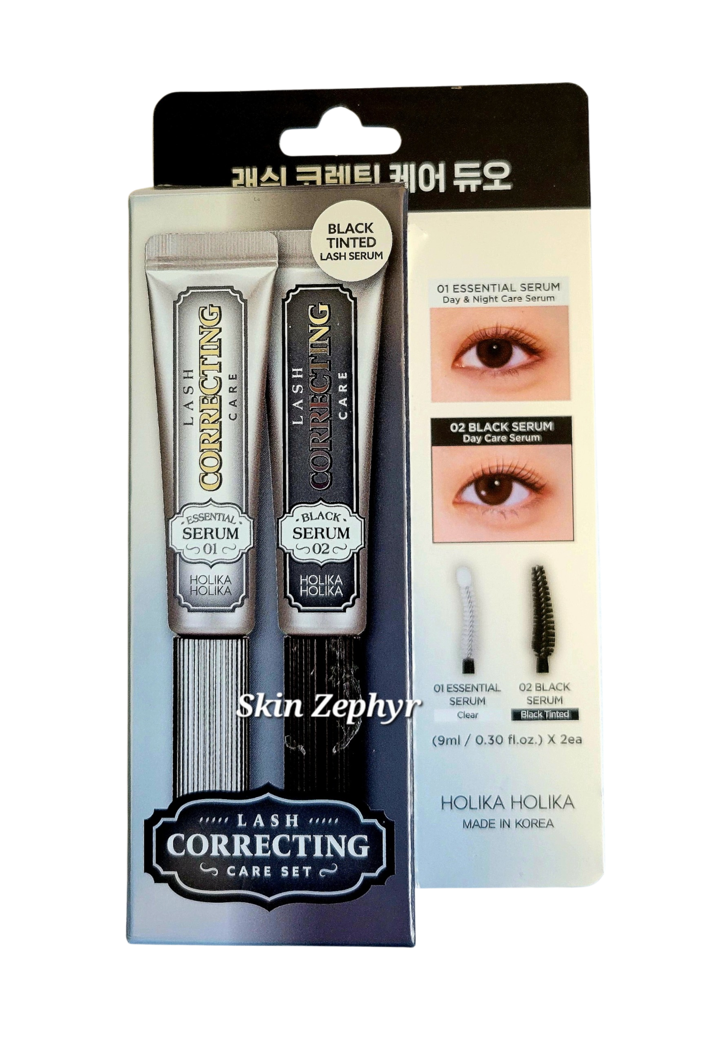 Holika Holika Lash Correcting Serum Special Duo: Essential Serum & Black Serum | Intensive Eyelash Serum & Light Mascara