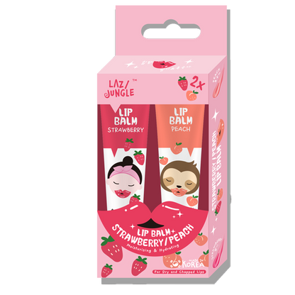 Lazy Jungle Strawberry x Peach Lip Balm Set