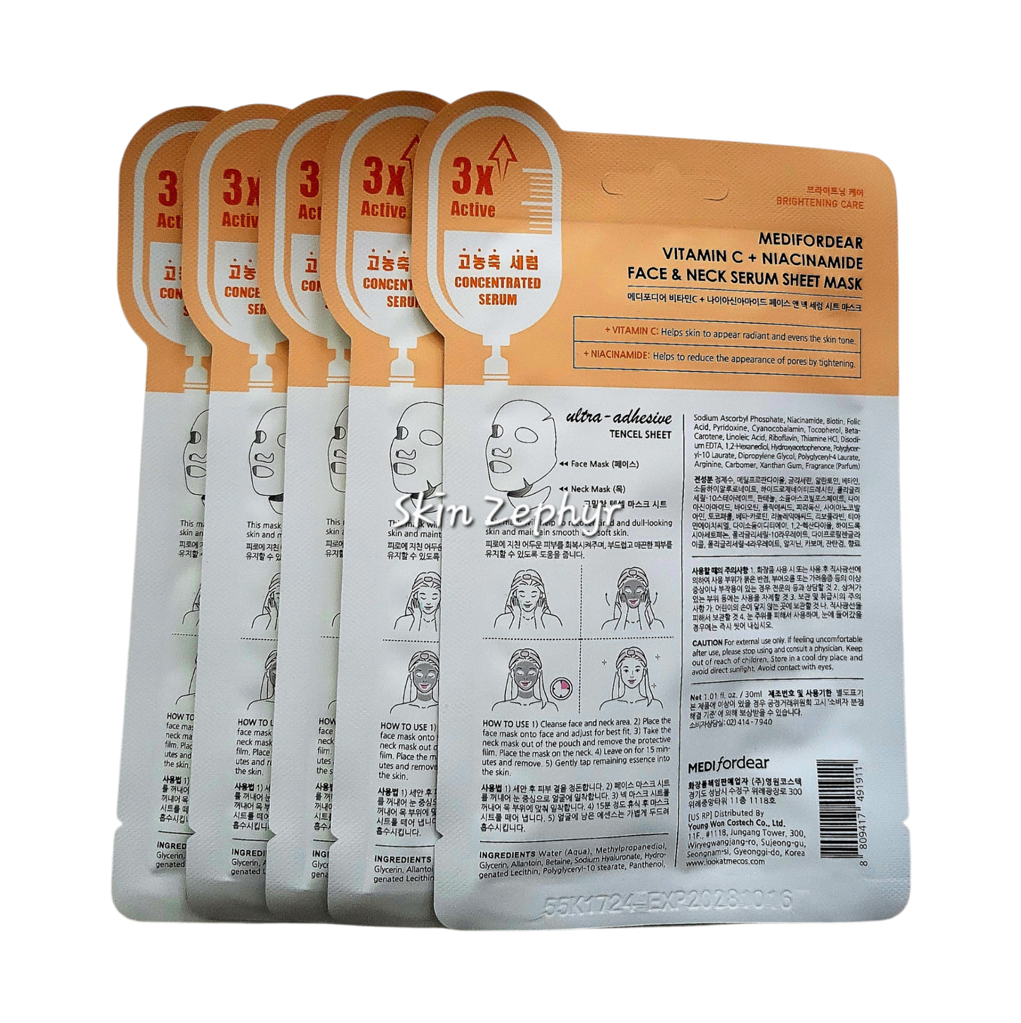 Medifordear Vitamin C + Niacinamide Face & Neck Serum Sheet Mask