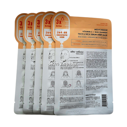 Medifordear Vitamin C + Niacinamide Face & Neck Serum Sheet Mask