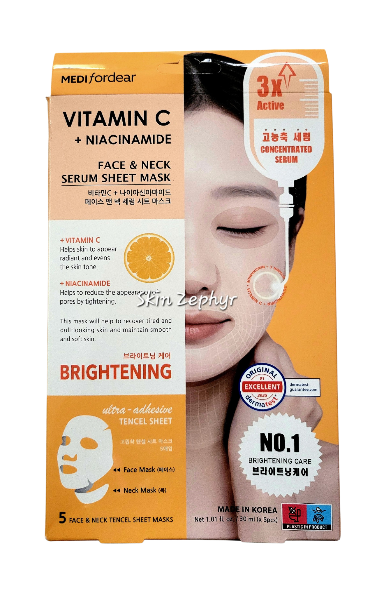 Medifordear Vitamin C + Niacinamide Face & Neck Serum Sheet Mask