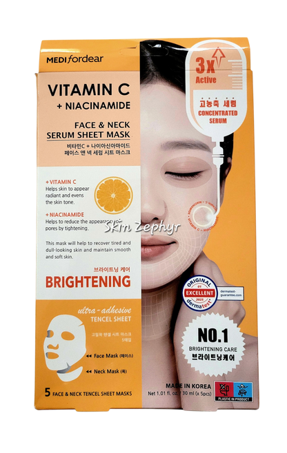 Medifordear Vitamin C + Niacinamide Face & Neck Serum Sheet Mask