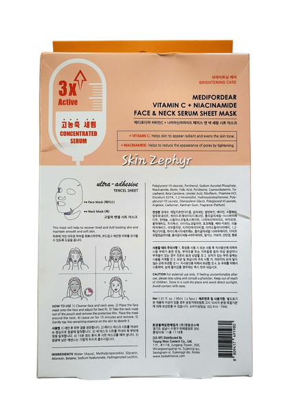 Medifordear Vitamin C + Niacinamide Face & Neck Serum Sheet Mask