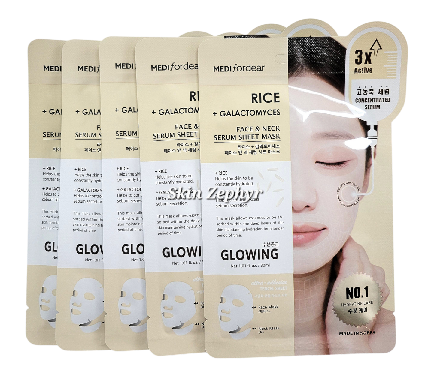 Medifordear Rice + Galactomyces Face & Neck Serum Sheet Mask