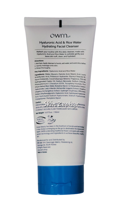 Owrn Hyaluornic Acid and Rice Water Hydrating Facial Cleanser