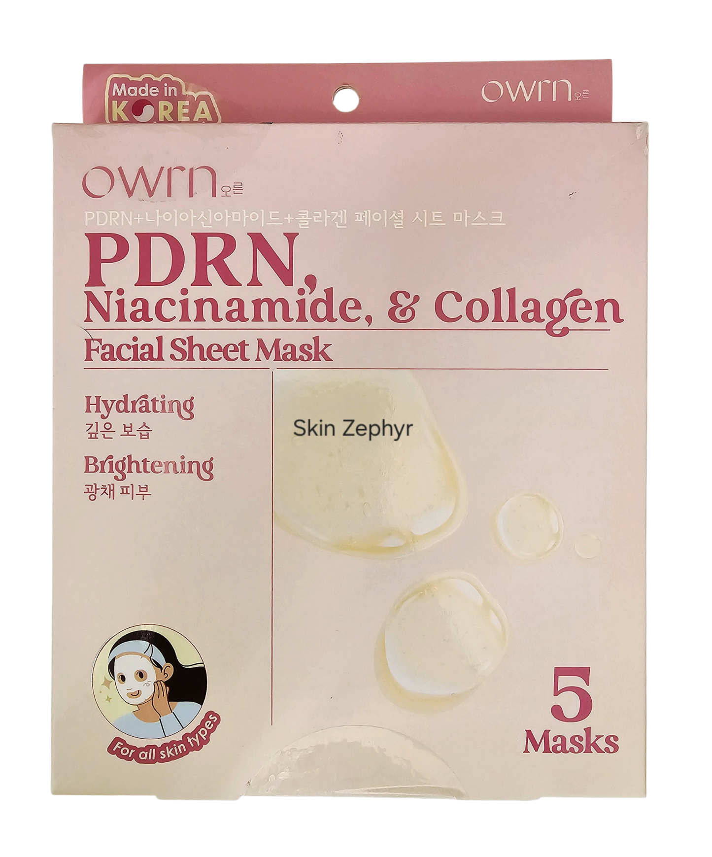 OWRN PDRN, Niacinamide and Collagen Sheet Masks