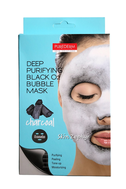 Purederm Deep Purifying Black O2 Charcoal Bubble Face Mask