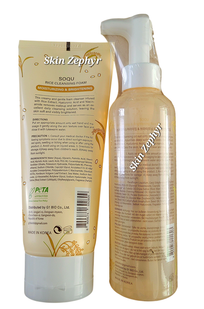 Soqu Moisturizing and Brightening Rice Cleansing Set