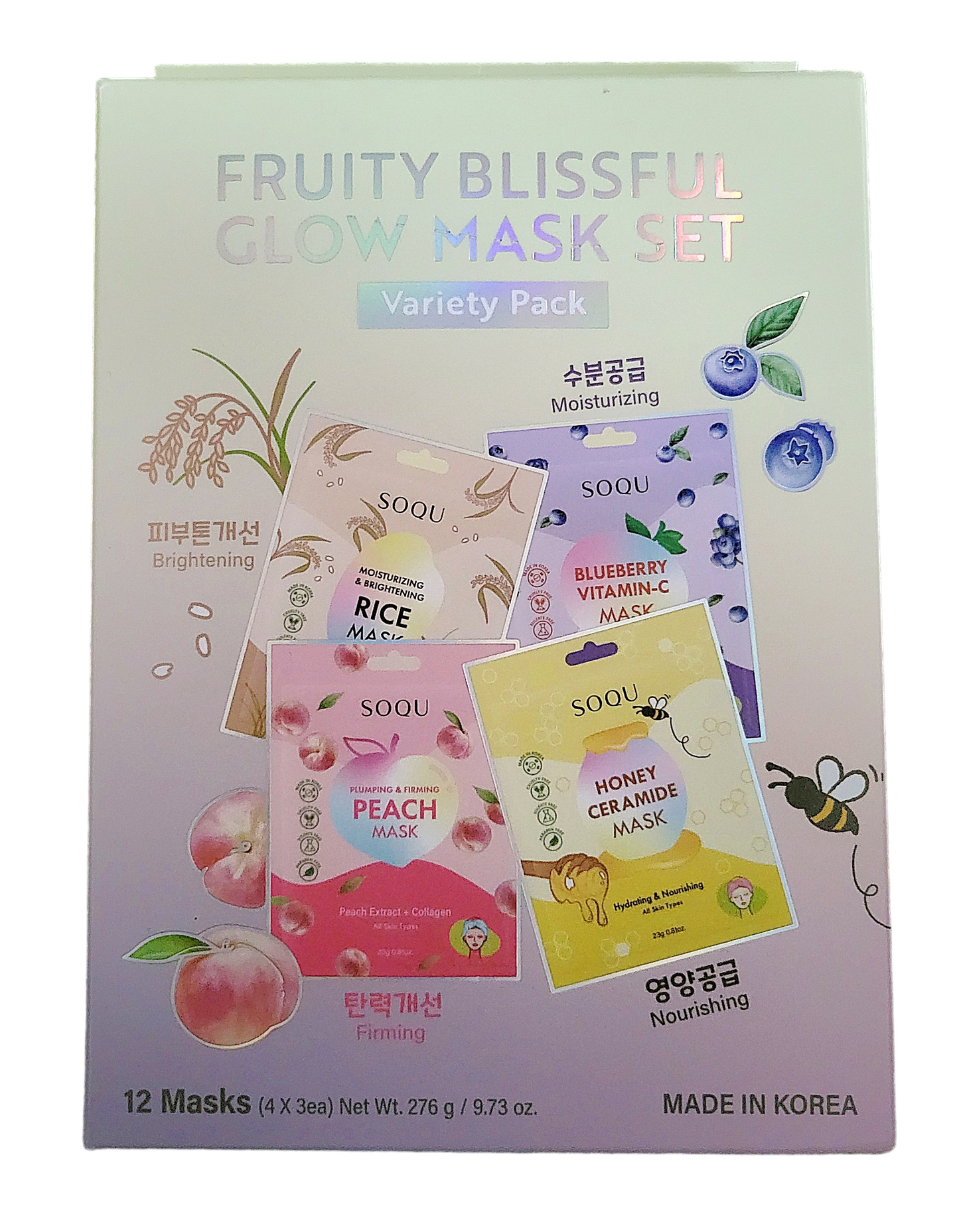 Soqu Fruity Blissful Glow Mask Set Variety Pack