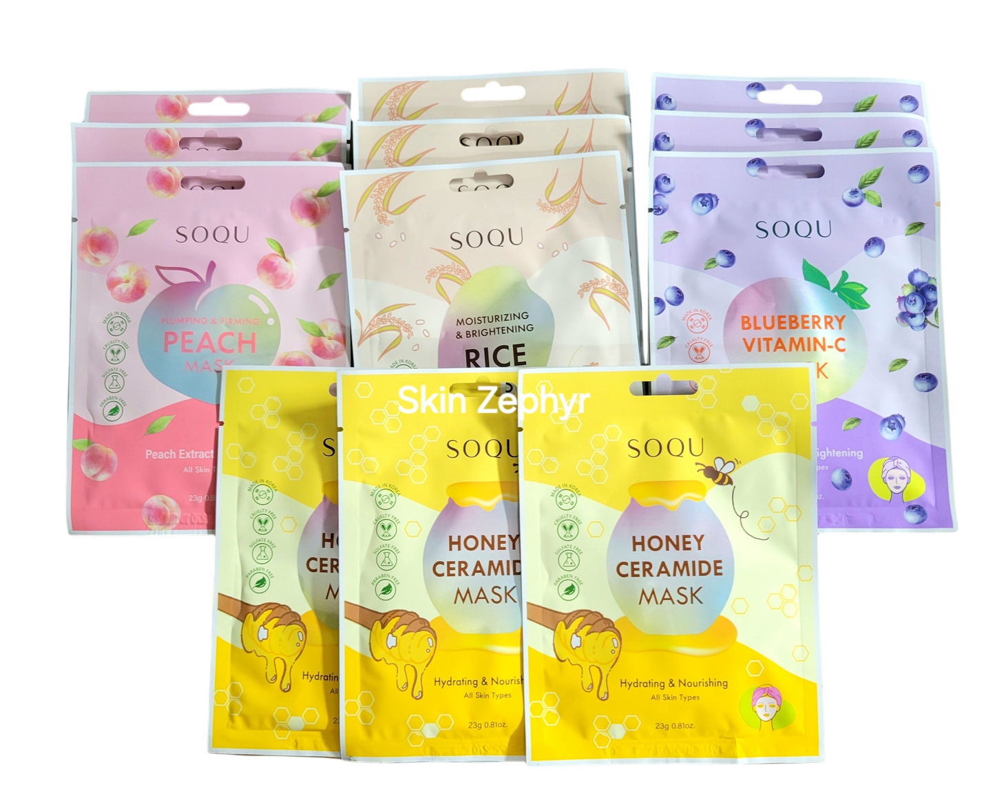 Soqu Fruity Blissful Glow Mask Set Variety Pack