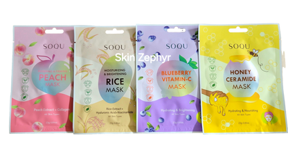 Soqu Fruity Blissful Glow Mask Set Variety Pack