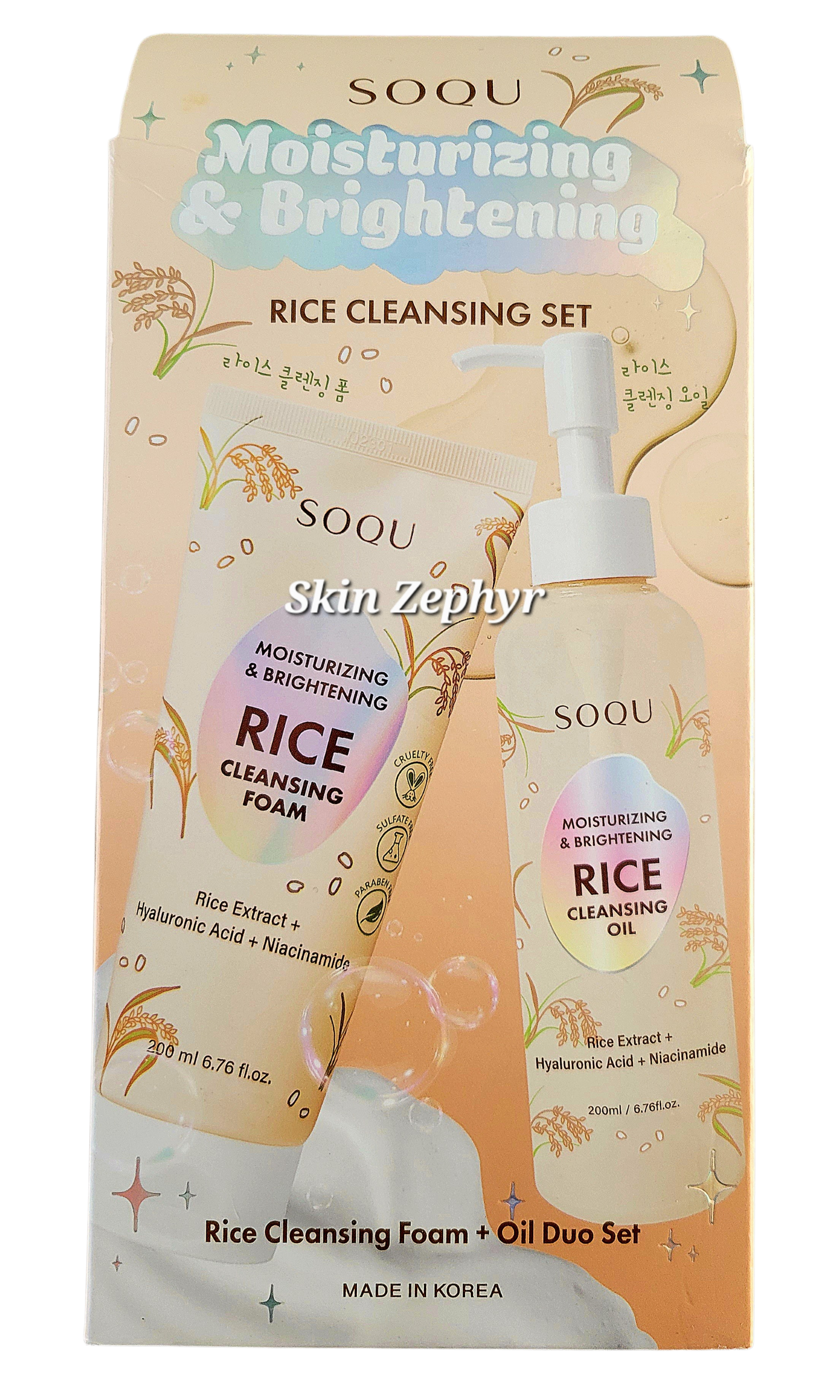 Soqu Moisturizing and Brightening Rice Cleansing Set