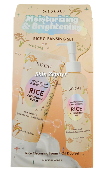 Soqu Moisturizing and Brightening Rice Cleansing Set