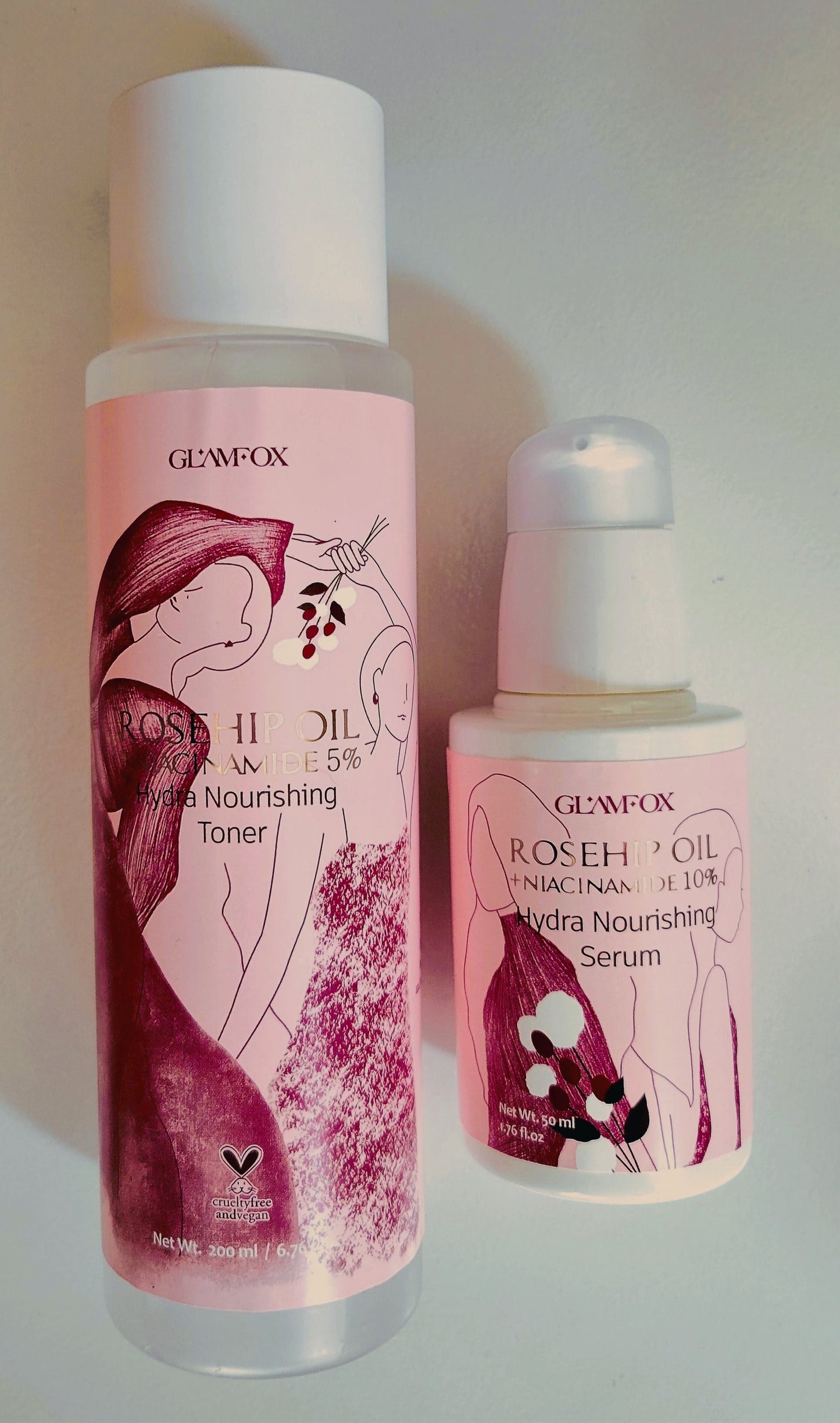 Glamfox Rosehip Oil + Niacinamide Hydra Nourishing Toner and Serum Set
